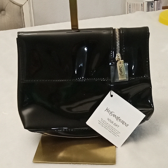 Yves Saint Laurent Handbags - Yves Saint Laurent Black Patent Cosmetic Bag